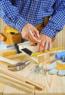 Woodworking Tools Prints: Process of layering