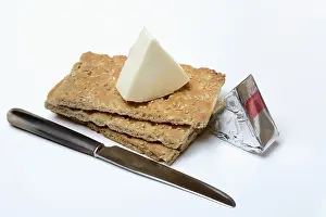 Dairy Product Packaging Design Prints: Processed cheese on crispbread, opened and packed