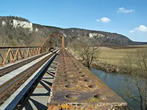 Prints of Railway bridge over the Danube, Tuttlingen district, Baden-Wurttemberg, Germany Railway bridge over the Danube, Tuttlingen district, Baden-Wrttemberg, Germany Railway Prints: Railway Bridge over the Danube Print, Germany