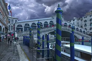 Prints of Rain clouds over the Rialto Bridge, Venice, Veneto, Italy Rialto Bridge, Venice Prints: Rain Clouds over Rialto Bridge Print, Venice, Italy