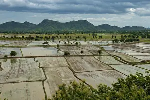 Framed Print : Rice Fields Print, Wat Tham Khao Noi, Thailand