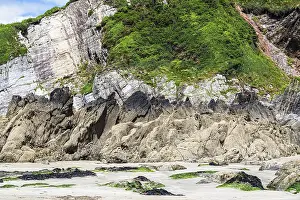 Prints of Rocks on Mothecombe Beach, Mothecombe, River Emme and Red Cove, Plymouth, South Devon, England, United Kingdom Plymouth Prints: Mothecombe Rocks Print, South Devon Coast, England