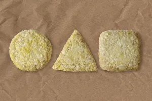 Seafood Starter Dishes Prints: Round, triangular and square squid cutlet
