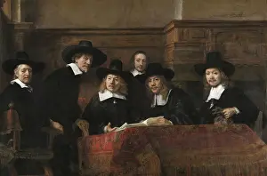 Prints of The Sampling Officials of the Drapers Guild (1662), artwork by Rembrandt Harmenszoon van Rijn (born 15 July 1606 in Leiden, died 4 October 1669 in Amsterdam), known by his first name Rembrandt Rembrandt Van Rijn Prints: Rembrandt - The Sampling Officials of the Drapers Guild Print (1662)