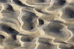 Deserted Sandy Ocean Beaches Prints: Sand structures, created by waves and wind