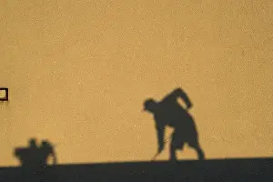Full Body Length Figure Prints: Shadow of a construction worker