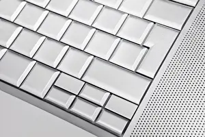 Prints of Silver keyboard detail with empty buttons Photorealistic Artwork Prints: Silver Keyboard Print - Empty Button Detail