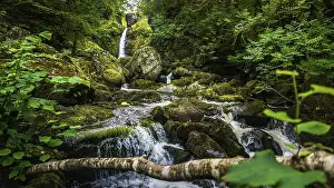 Irish Countryside Scenery Prints: Small cascade on a mountain stream or creek