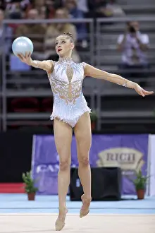 Prints of Sofia, Bulgaria - 1 April, 2018: Boryana Kaleyn Bulgaria performs with ball during Rhythmic Gymnastics World Cup Sofia 2018. Individual tournament Sport Prints: Rhythmic Gymnastics World Cup Sofia 2018 Print