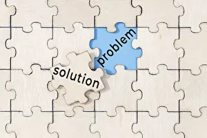 Problem Solving Concept Prints: Solution to the problem concept. Puzzle with text