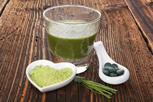 Alternative Medicine Prints: Spirulina, Chlorella, Barley and Wheatgrass Print