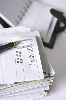 Office Work Prints: Stack of letters, bank statement