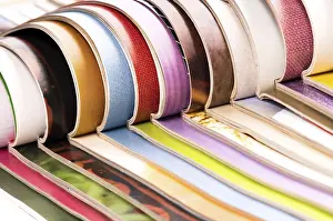 Deserted Library Interior Prints: Stack of open magazines