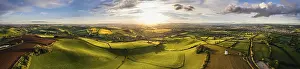 Agricultural Landscapes UK Prints: Sunset over Devon Windmill from a drone