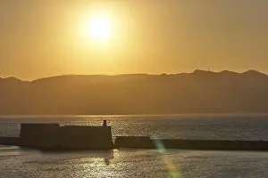 Heraklion Prints: Heraklion Harbour at Sunset Print, Crete, Greece