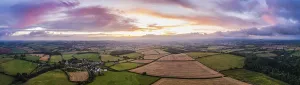 Aviation Photography UK Prints: Sunset over the fields from a drone
