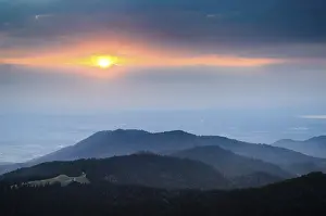 Bavarian Alps Sunset Prints: Sunset between layers of clouds