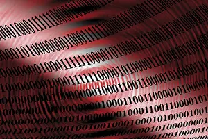 Electronic Data Storage Prints: Symbolic picture - binary code and data processing code