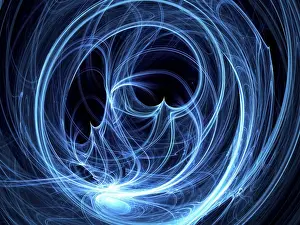 Computer Generated Image Prints: Tangled glowing threads - abstract computer generated background