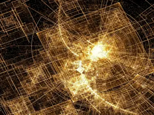 Abstract Computer Generated Image Prints: Technology or space theme background - abstract computer-generated image
