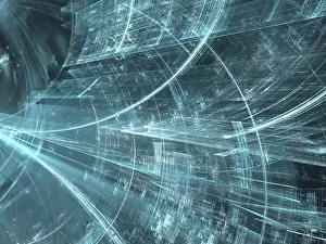 Digital Art Illustration Prints: Technology tunnel - abstract computer-generated image