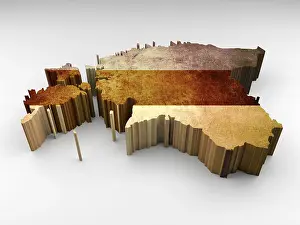 Prints of Textured 3d Estonia map with an Estonian flag on a white background Estonia Prints: Textured 3D Estonia Map Print with Flag on White Background