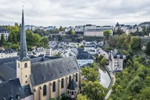 Prints of View from the Corniche promenade, the 'most beautiful balcony in Europe' to the ground, Neumunster Abbey and Luxembourg Fortress with the buck casemates Luxembourg Prints: View from the Corniche Promenade Print, Luxembourg City