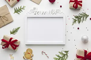 Glamour Photography Prints: Top view frame on a table with mock up