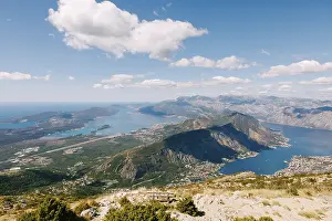 Prints of View from the observation deck of Mount Lovcen to the azure water of the Bay of Kotor Montenegro Prints: View from Mount Lovcen to the Bay of Kotor Print