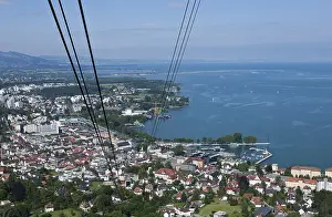 Prints of View from the Pfaender cable car over Bregenz, Pfaender Mountain, Lake Constance, Vorarlberg, Austria, Europe Railway Prints: View from the Pfaender cable car over Bregenz Print, Austria