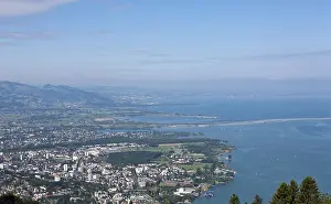 Prints of View from the Pfaender cable car over Bregenz, Pfaender Mountain, Lake Constance, Vorarlberg, Austria, Europe Lake Prints: View from the Pfaender cable car over Bregenz Print, Austria