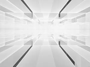 Abstract Tech Background Prints: White perspective technology background - computer-generated image