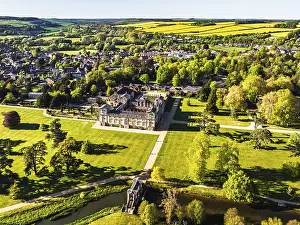 Prints of Wilton House from a drone, Wilton, River Nadder, Salisbury, Wiltshire, England, United Kingdom Salisbury Prints: Wilton House Print from a Drone, Wiltshire, England