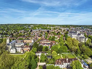 Prints of Winchester Cathedral from a drone, Winchester, Hampshire, England, United Kingdom Winchester Prints: Winchester Cathedral Print from Drone, Hampshire, England