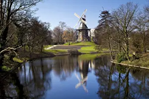Prints of Windmill and it's reflection in lake in Bremen, Germany Windmill and it's reflection in lake in Bremen, Germany Bremen Prints: Windmill and Reflection Print, Bremen Germany