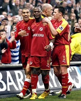 Images Dated 5th February 2007: James Harper & Nicky Shorey join Leroy Lita to celebrate his 2nd goal against Manchester City