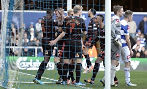 <b class=qtipBold><figcaption>QPR v Reading</figcaption></b><br>Alex Pearce celebrates after he heads in Reading's 2nd goal to put them 2-1 up. - Queens Park Rangers v Reading: Lotus Road, London. UK. Picture By Jason Dawson 16.02.2014<br><em>© JASON DAWSON</em> QPR v Reading