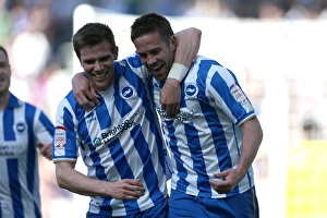 <b class=qtipBold><figcaption>Brighton Blackpool 130420</figcaption></b><br>Matthew Upson scores to make it 2-0 to Brighton during Brighton & Hove Albion v Blackpool, nPower Championship, Amex Stadium, Brighton, Sat 20th April 2013.<br><em>© Paul Hazlewood</em> Brighton Blackpool 130420