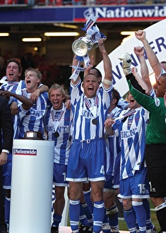 Danny Cullip lifts the play-off trophy at the Milennium Stadium, Cardiff Danny Cullip lifts the play-off trophy at the Milennium Stadium, Cardiff
