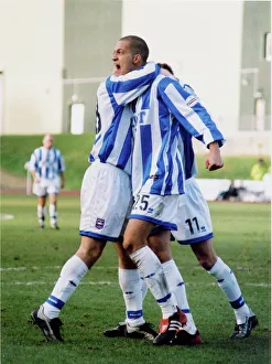 Ex players managers/bobby zamora/zamora celebrates goal portsmouth blue yellow Ex players managers/bobby zamora/zamora celebrates goal portsmouth blue yellow